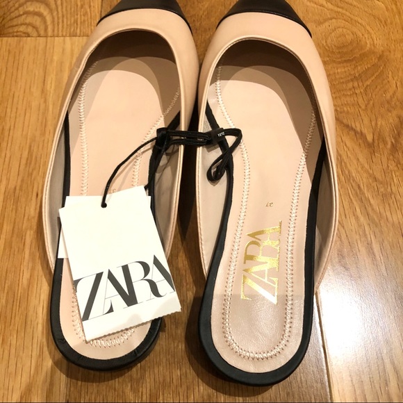 Last one!🎈NWT ZARA Leather Mules Beige Black - 36 - Picture 6 of 8
